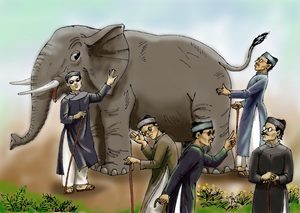 Nhập vai chú voi trong câu chuyện Thầy bói xem voi để kể lại câu chuyện ấy