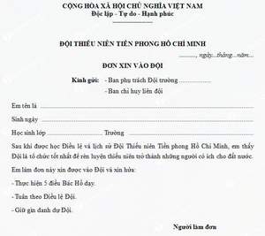 Em có nguyện vọng gia nhập Đoàn Thanh Niên Cộng sản Hồ Chí Minh, hãy viết đơn gửi ban Chấp hành đoàn trường