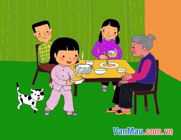 Bạn Mạnh Hùng kể về gia đình mình với người bạn mới