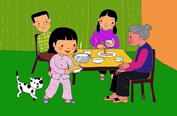 Bạn Mạnh Hùng kể về gia đình mình với người bạn mới