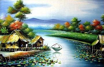 Nói những điều em biết về cảnh đẹp trong tranh vẽ cảnh sông nuớc