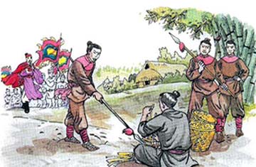 Kể lại câu chuyện Chàng trai làng Phù ủng và trả lời câu hỏi: a. Chàng trai ngồi bên vệ đường làm gì? b. Vì sao quân lính đâm giáo vào đùi chàng? c. Vì sao Trần Hưng Đạo đua chàng trai về kinh đô